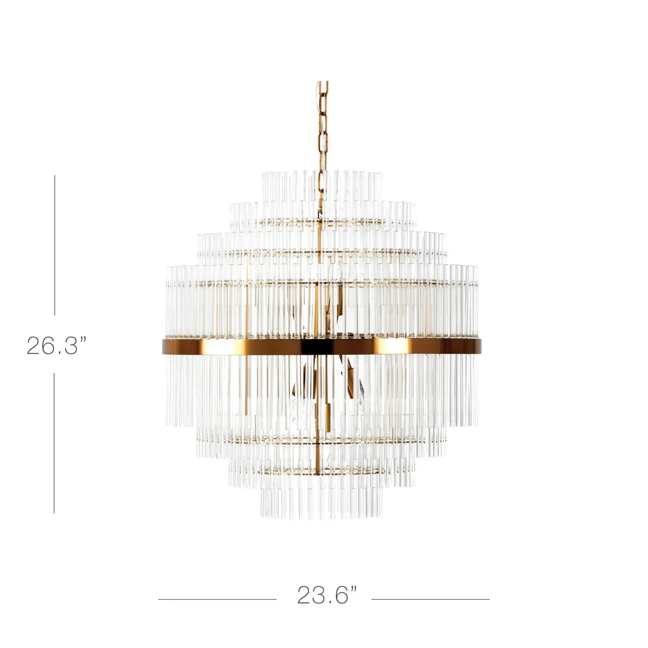 Modern Clear Glass Chandelier with Gold Finish
