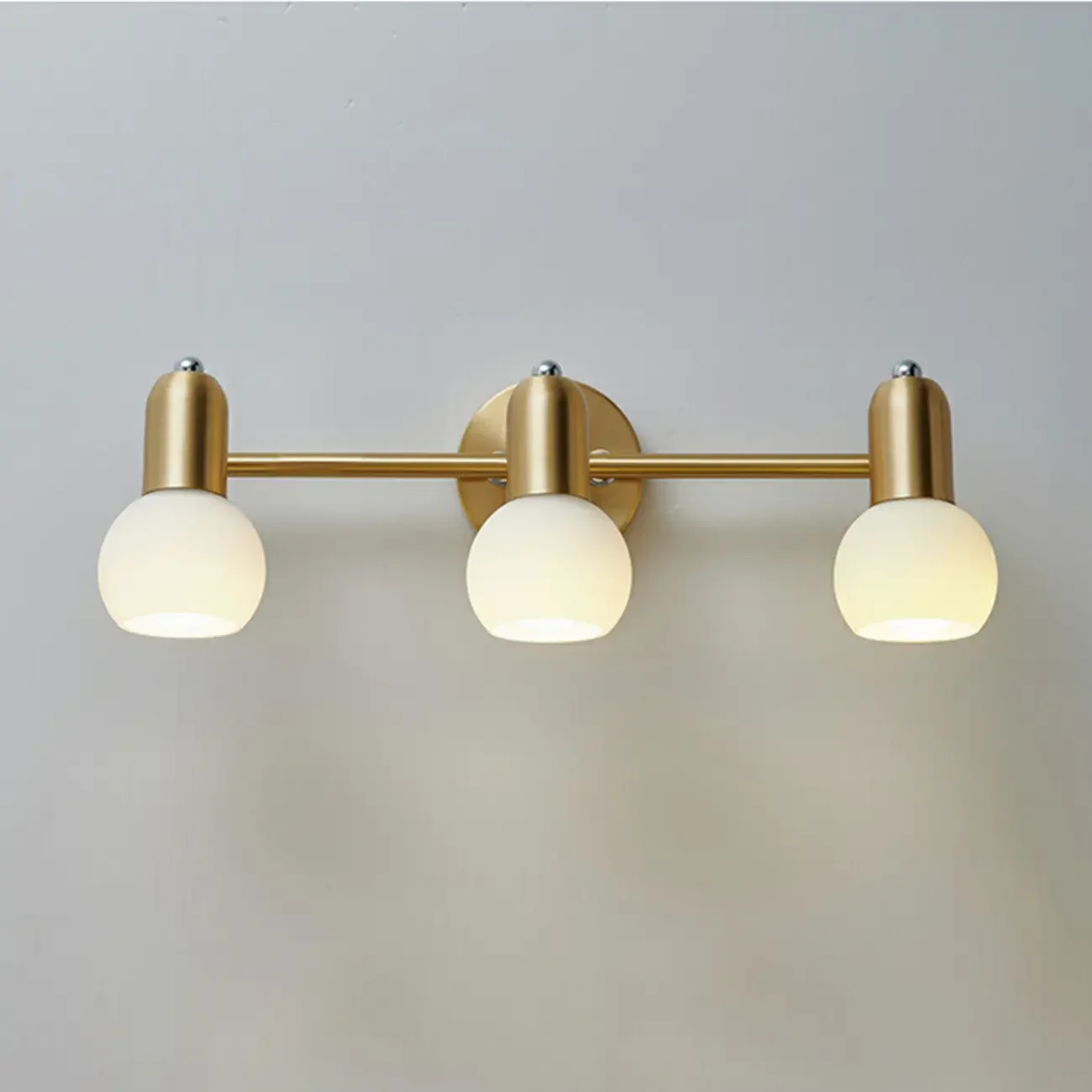 Modern Gold White Glass Dome Bathroom Vanity Light