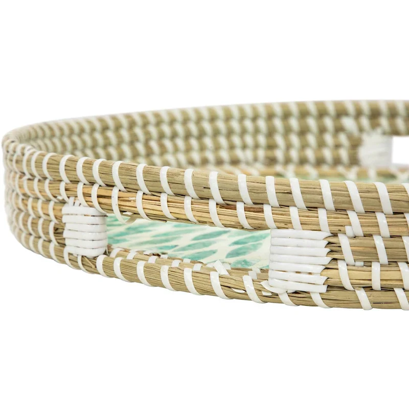 Seagrass and Capiz Display Trays - 15.75  - Set of 3