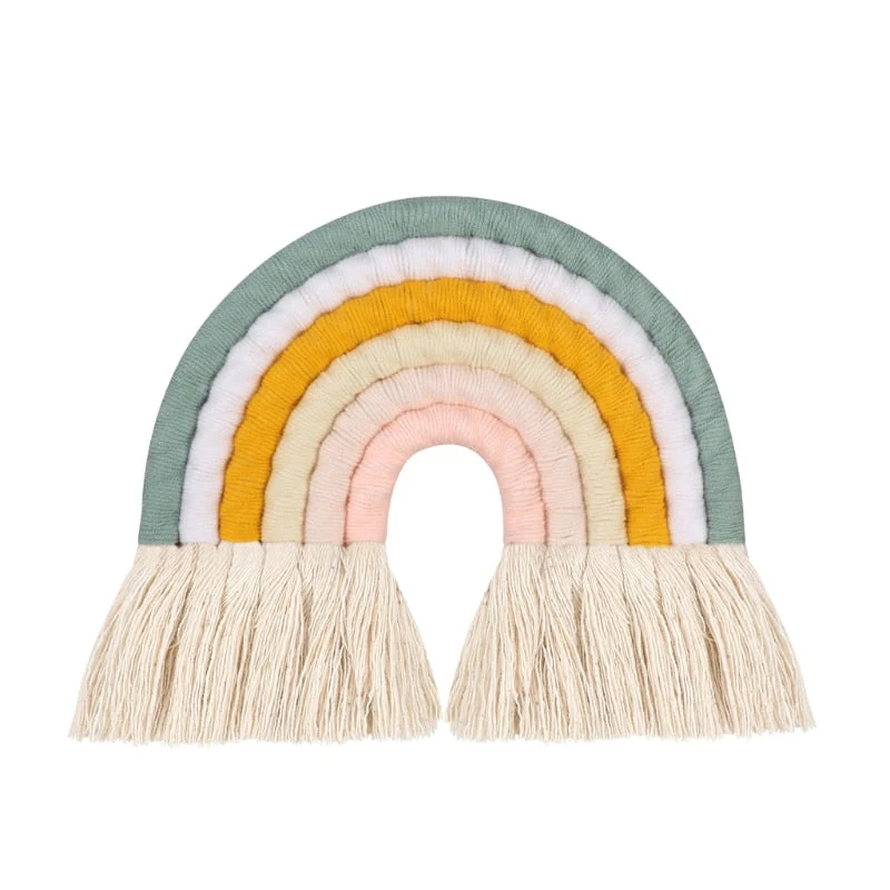 HULIANFU Lines Macrame Rainbow Hanging Ornament DIY Rope Handmade Woven Wall Decor Baby Girls Room Decor Home Nursery Decor - Deanwangkt