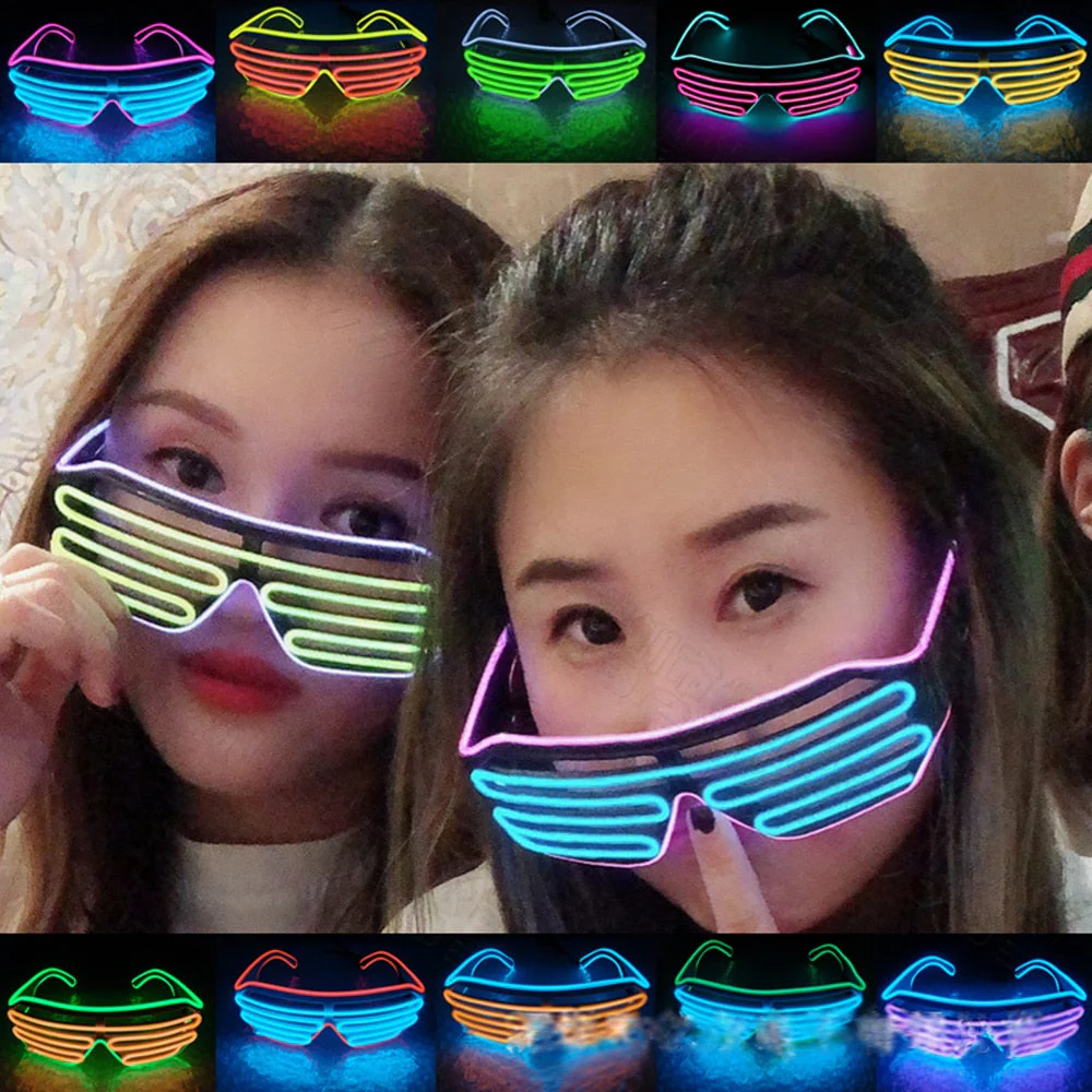 HULIANFU LED Glasses Glowing Halloween Luminous Neon Christmas Party Bril Flashing Light new - Deanwangkt