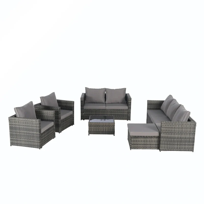 6PCS Rattan Convrtsation Set With Glass Table