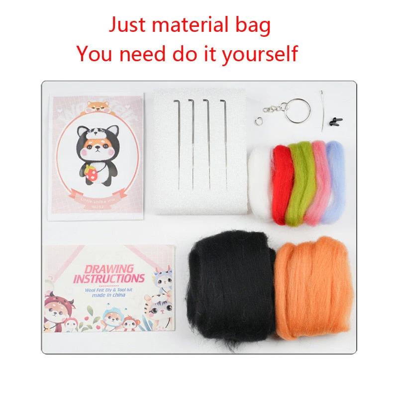 HULIANFU LMDZ Fashion Lovely Wool Felting Fabric Materials Handcraft Needle Felting Kit Doll Twelve zodiac for Needle Material Bag Pack - Deanwangkt