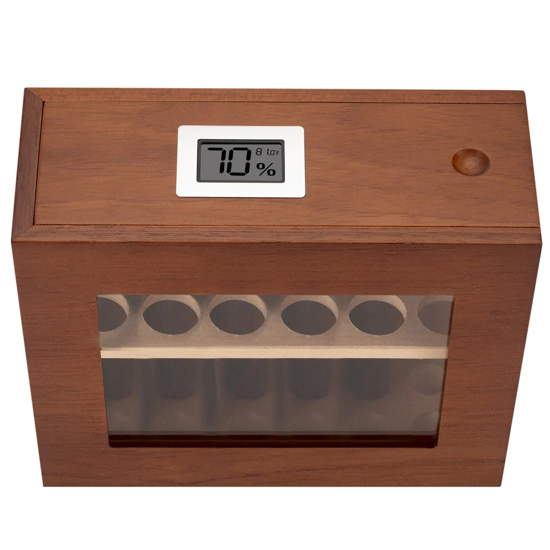 HULIANFU New Wooden Humidor Box For Cigar W/ Hygrometer Humidifier Portable Glass Window Cedar Wood Case Fit 12-25 Cigars Storage Cabinet - Deanwangkt