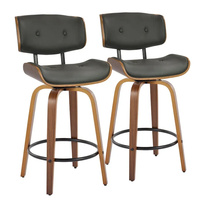 Leksand 26 Fixed-Height Counter Stool with Bent Wood Legs (Set of 2)