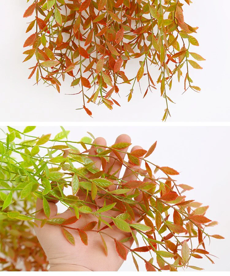 HULIANFU Simulation plant willow leaf rattan wedding ceiling wall hanging plastic green leaf rattan hanging green plant - Deanwangkt
