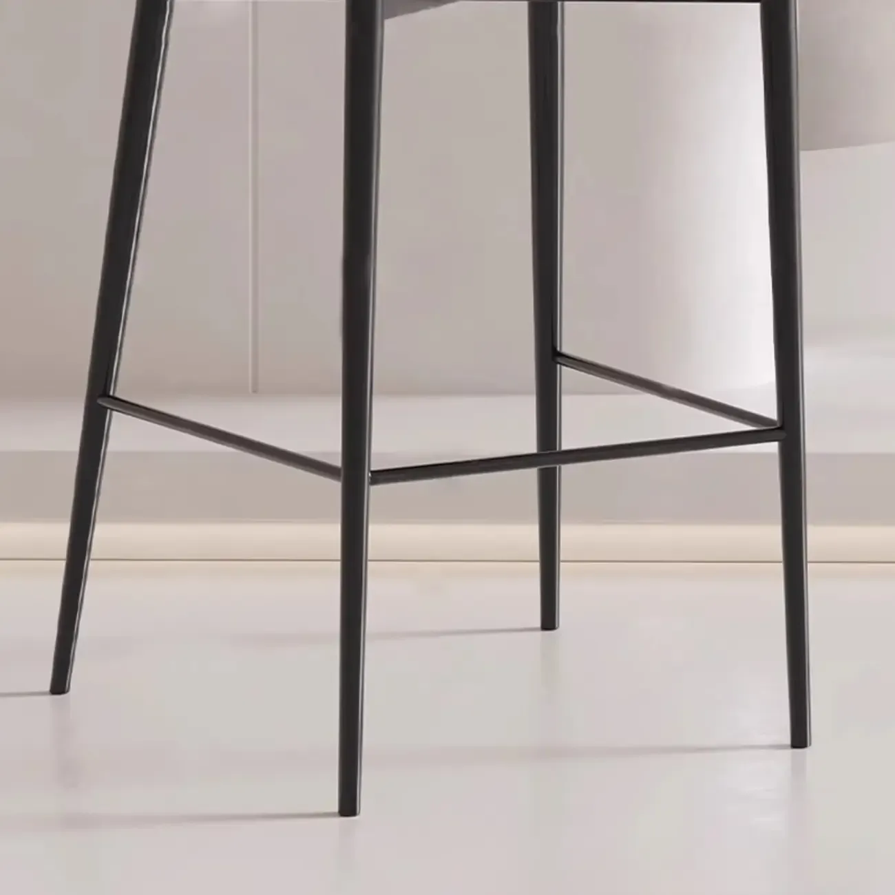 Modern Black Metal Leather Counter Height Bar Stools