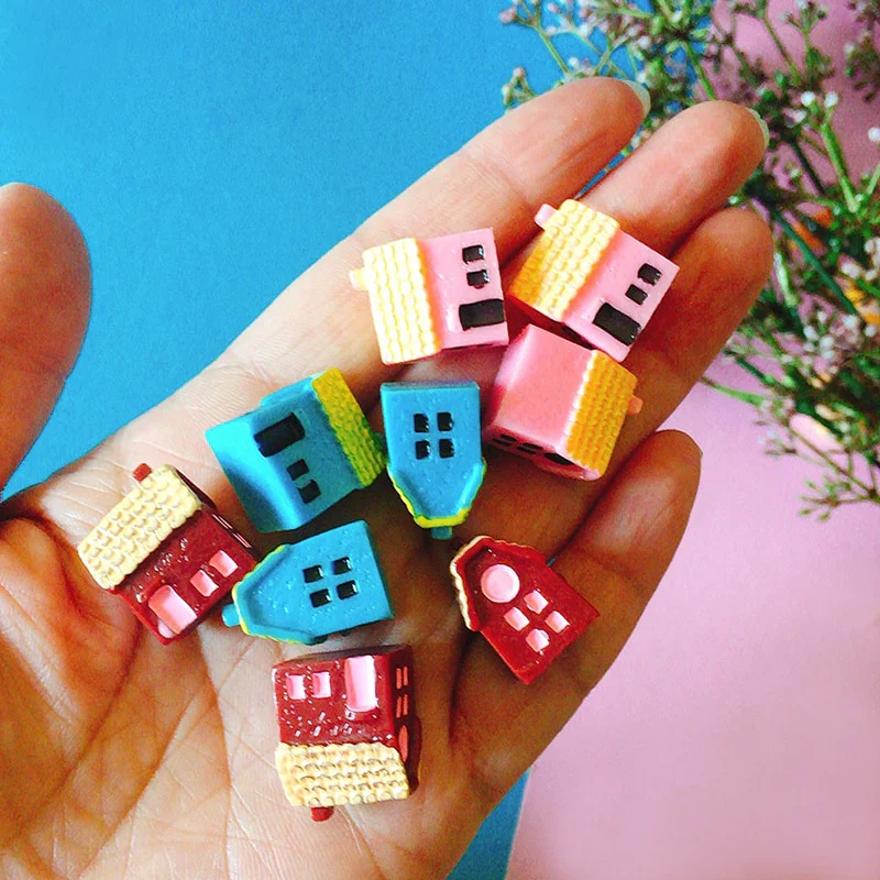 HULIANFU New~9 pcs mini house/little trees/miniatures cottage/shabby /cute/ fairy garden/gnome/moss terrarium home decor/crafts supplies - Deanwangkt