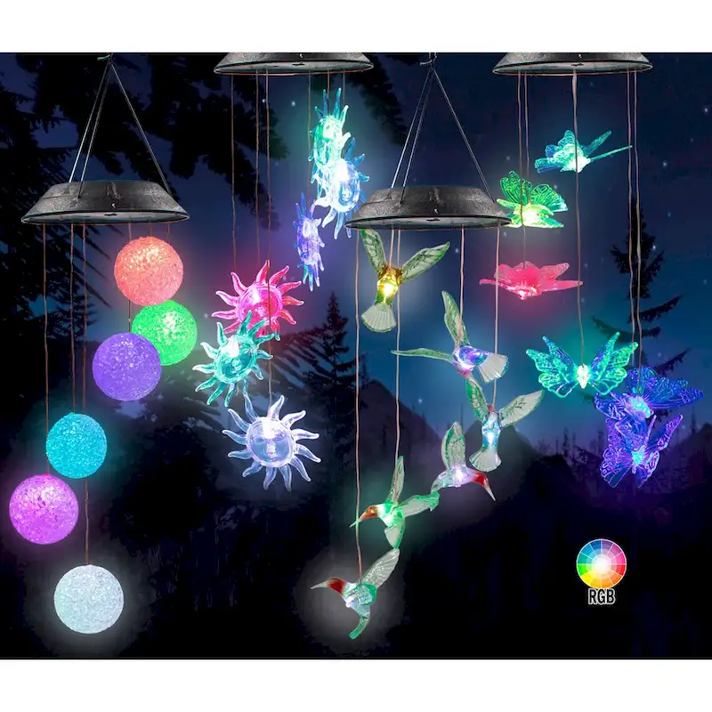 Solar Wind Chimes Butterfly Solar Lights and LED Wind Chimes RGB Color Changing