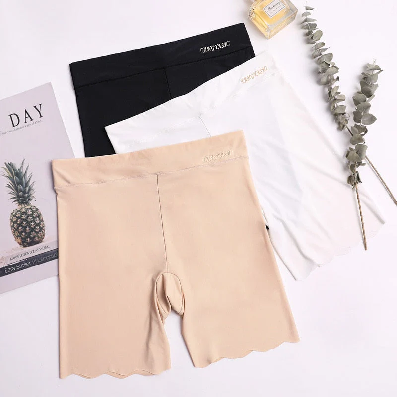 Hulianfu M~4xl Women's Safety Pants Thin Breathable Non-curling Boxer Shorts High Waist Short Pants Plus Size Four-corner Legging Shorts - Deanwangkt