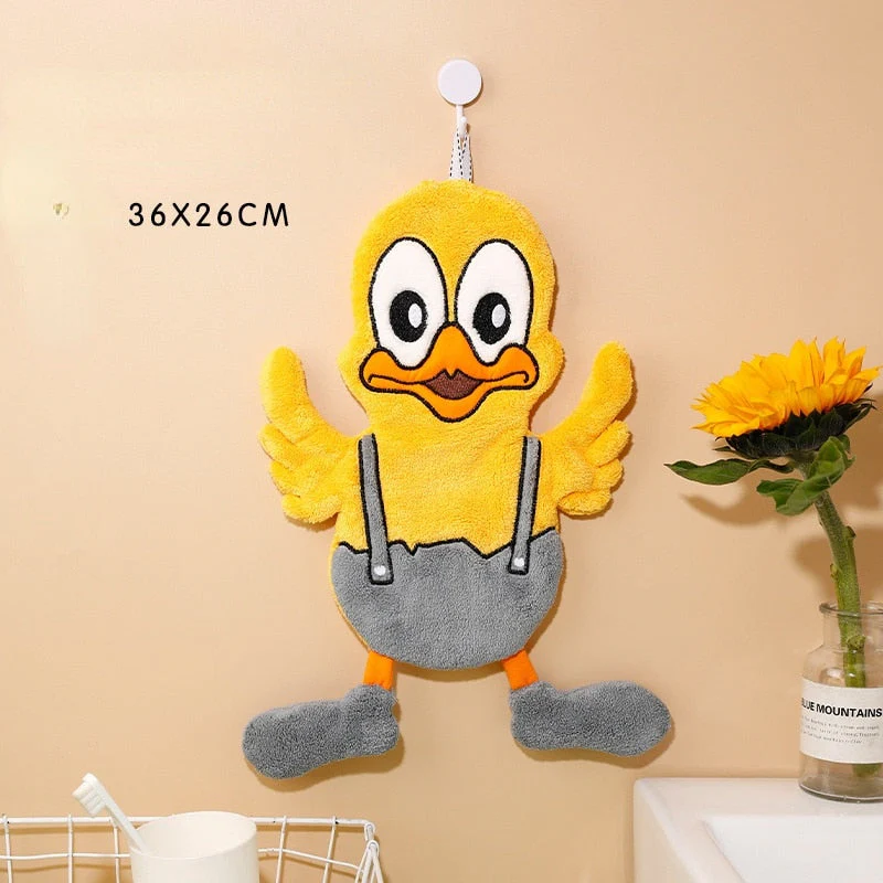 HULIANFU Lovely Cartoon Handkerchief Towel Hanging Absorbent Coral Velvet Wipe a Towel Household Kitchen Quick Drying Hand Cloth - Deanwangkt