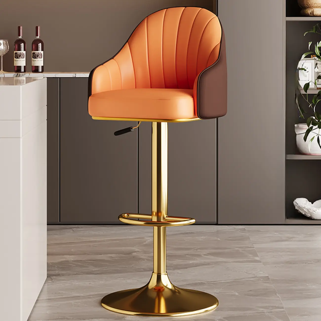 Low Back Adjustable Modern Leather Swivel Bar Stool