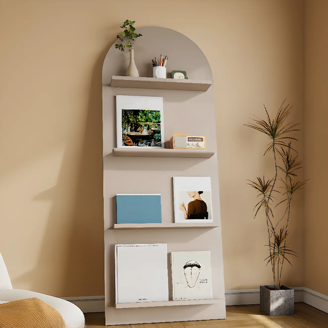 Scandinavian Solid Wood 4-Tier Ladder Bookcase