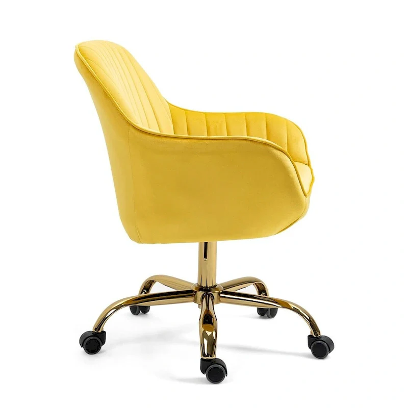 Modern Velvet 360 Degree Swivel Office Chair with Gold Base