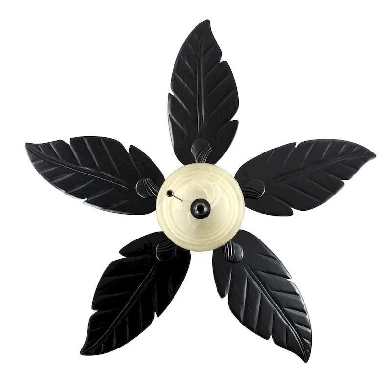 Owen 52  3-Light Coastal Bohemian Iron/Wood Palm Leaf LED Ceiling Fan with Pull Chain, by JONATHAN Y