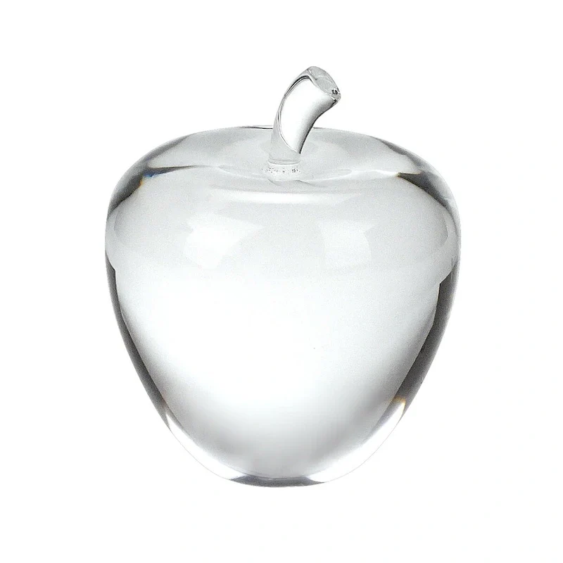 HomeRoots 4  Clear Crystal Apple Paperweight Tabletop Sculpture