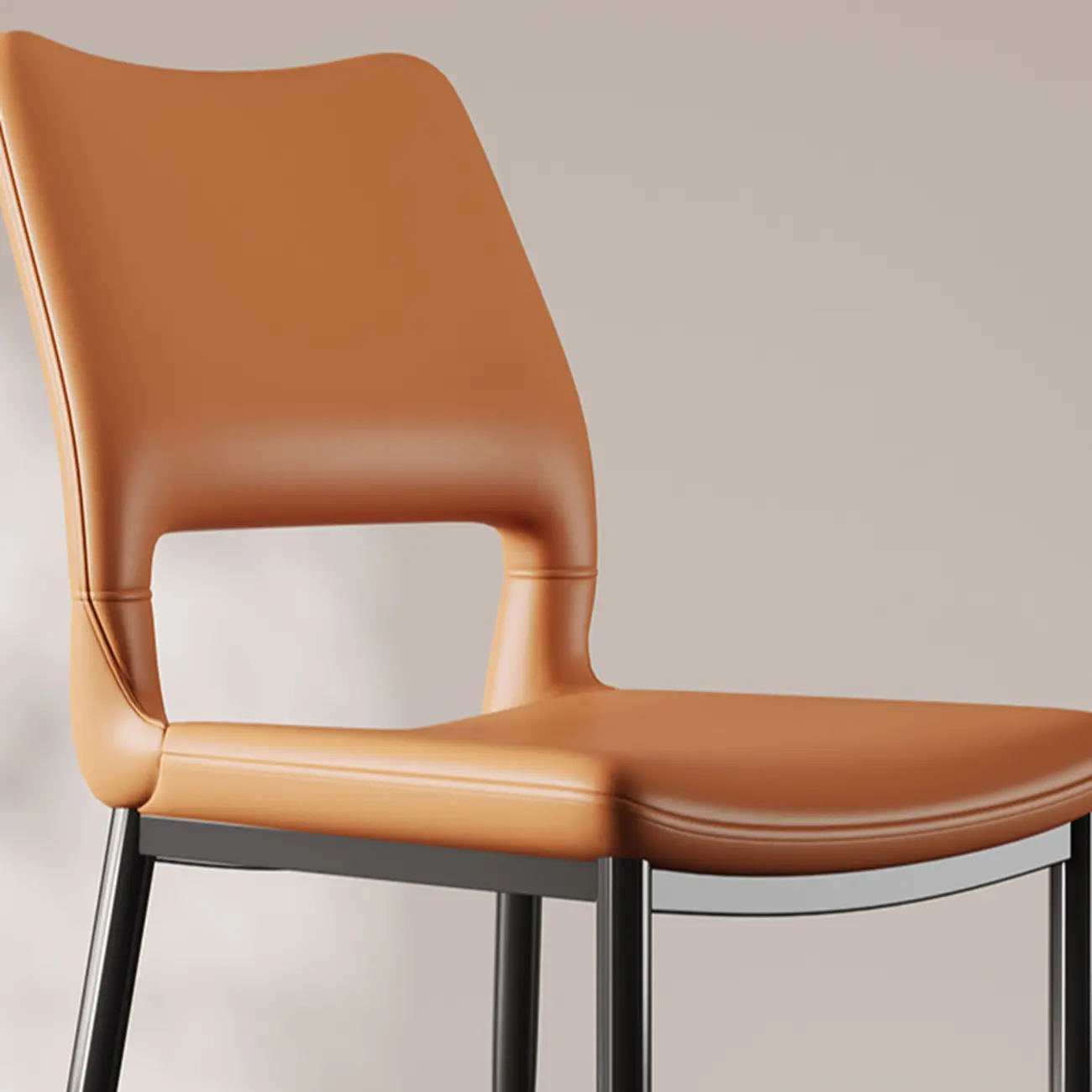 Modern Faux Leather Open Low Back Armless Dining Chair