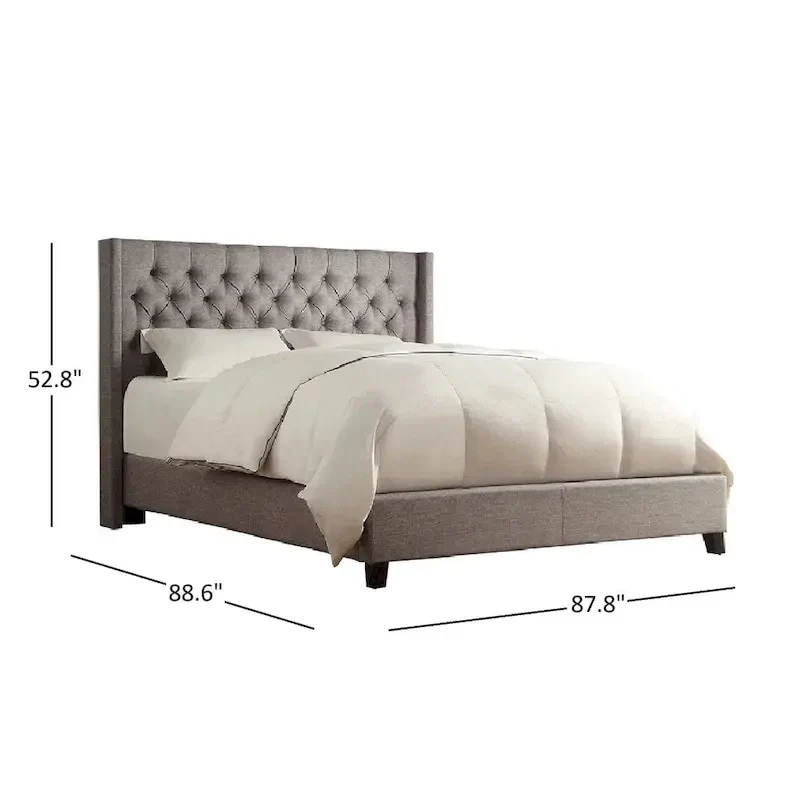 Naples Wingback Button Tufted Upholstered King Bed by iNSPIRE Q Artisan