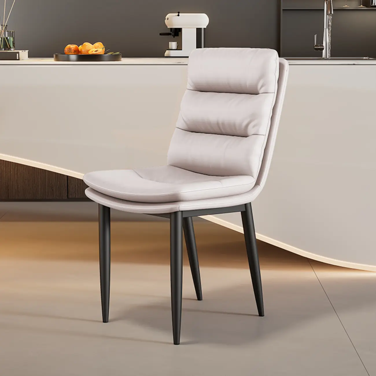 Modern Channel Tufting Upholstered Faux Leather Dining Chair