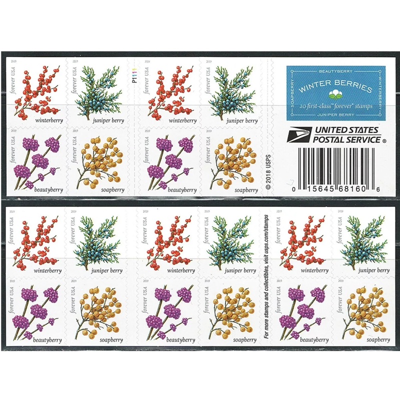 Winter Berries 2019, (Book of 20) - TWENTYSTAMPS