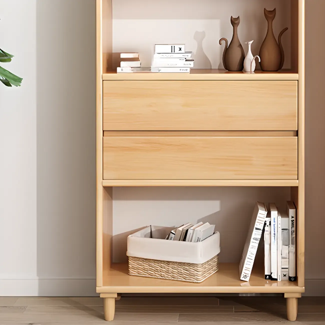 67 H Versatile 2 Drawers Open Back Wood Bookcase Shelf