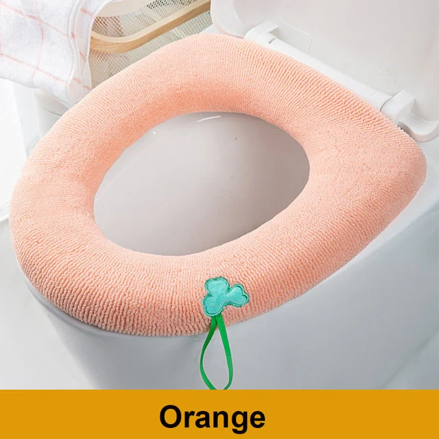 HULIANFU Winter Warm Toilet Seat Cover Closestool Mat 1Pcs Washable Bathroom Accessories Knitting Pure Color Soft O-shape Pad Bidet Cover - Deanwangkt