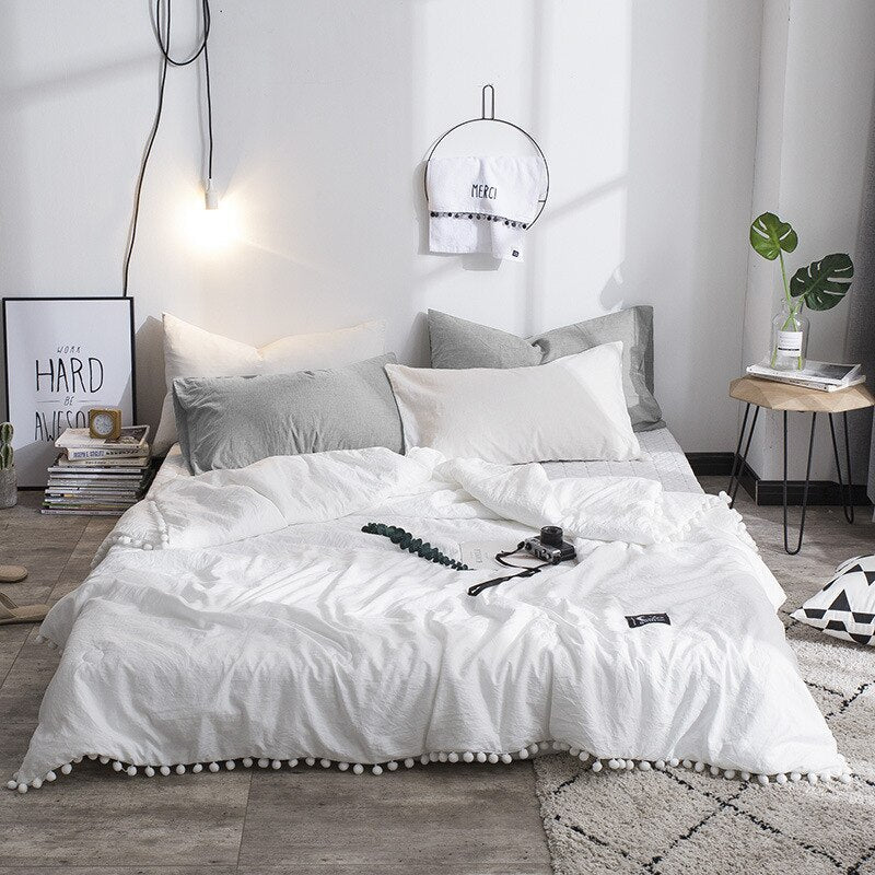 HULIANFU Summer throw Quilts fresh pink patchwork quilt stitching small balls duvet 1pc soft bedspread solid bed cover pastoral bed linen - Deanwangkt