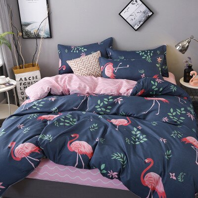 HULIANFU Nordic Style Pink Heart Bedding Set Cover Cute Bed Linens Duvet Cover Sheets and Pillowcases Queen King Size Home Textile Sets - Deanwangkt