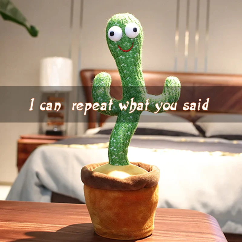 HULIANFU New Electronic Dancing Cactus Singing Dancing Decoration Gift for Kids Funny Early Education Toys Knitted Fabric Plush Toys - Deanwangkt