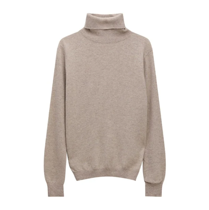 Hulianfu Winter High Quality Wwomen's Wool Sweater Solid Color High-neck Pullover Long-sleeved Knit Top - Deanwangkt