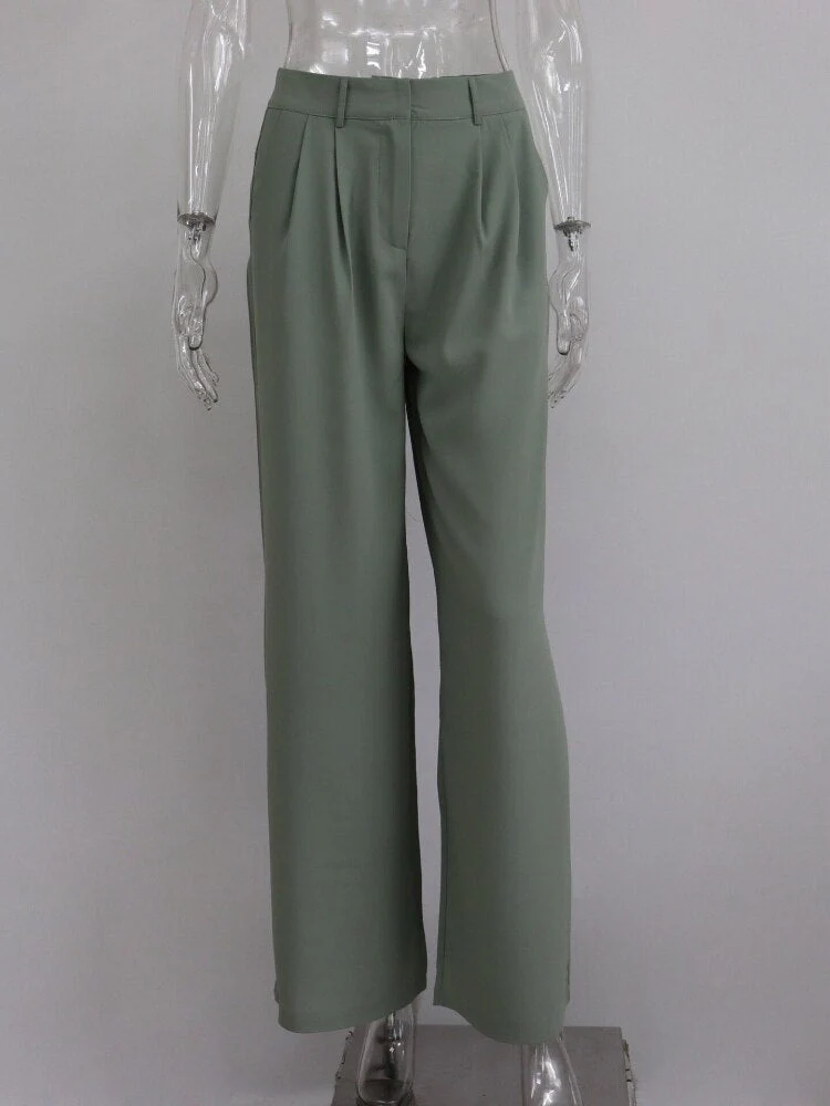 Women's Pants Female Clothing Streetwear Women High Waist Drape Premium Loose Wide Leg Pants Fashionable Temperament Wild - Deanwangkt