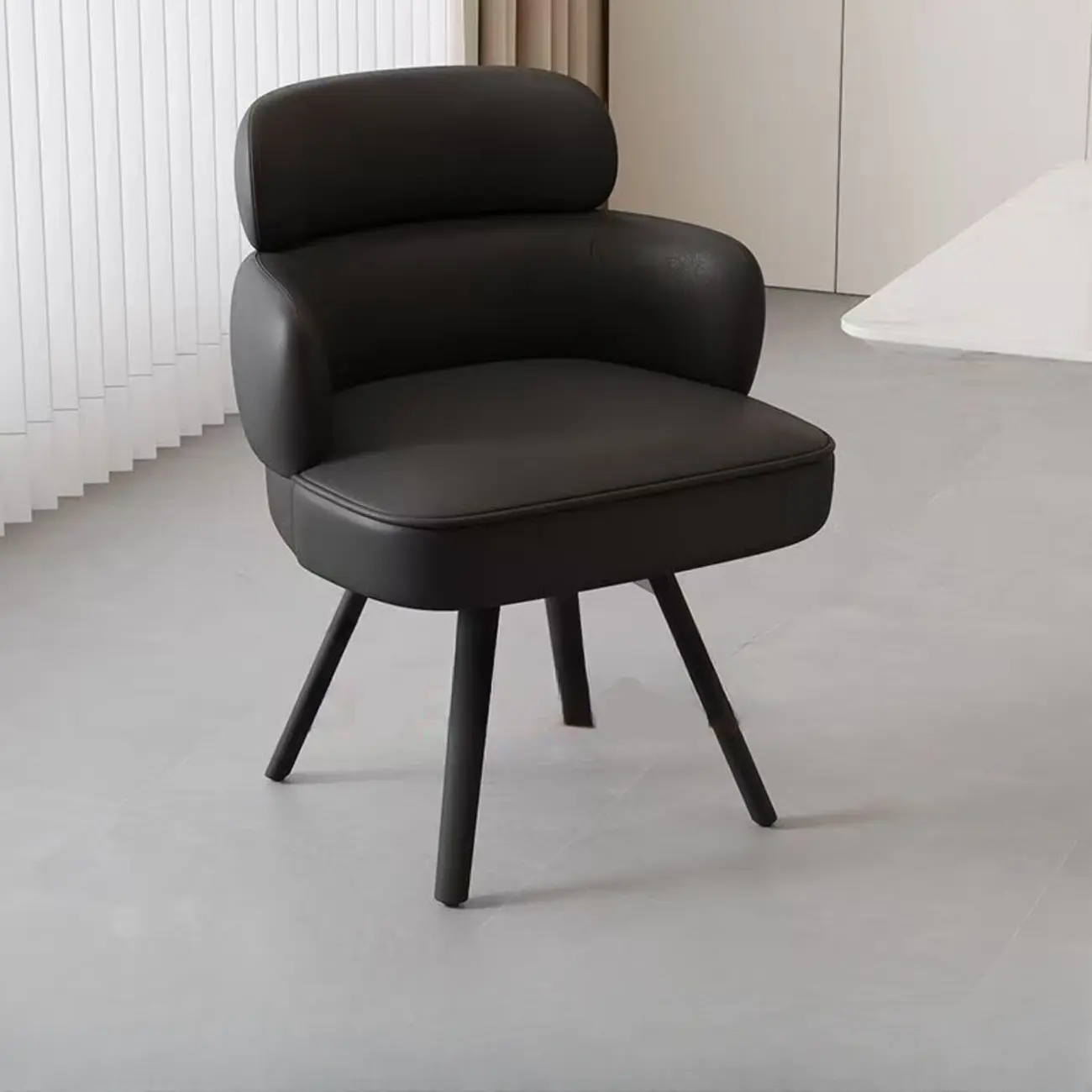 Scandinavian Swivel Brown Curved Back Dining Chairs