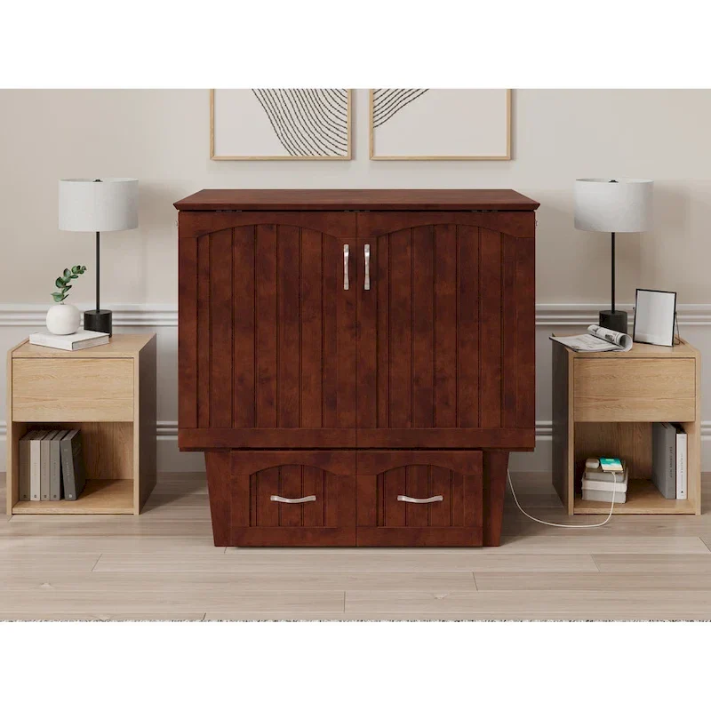 Sydney Twin Murphy Bed Chest with 6 inch Mattress