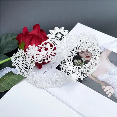 HULIANFU Lace Mask Female Half Face Black Eye Mask White Halloween Mask Party Masquerade Child Mask - Deanwangkt