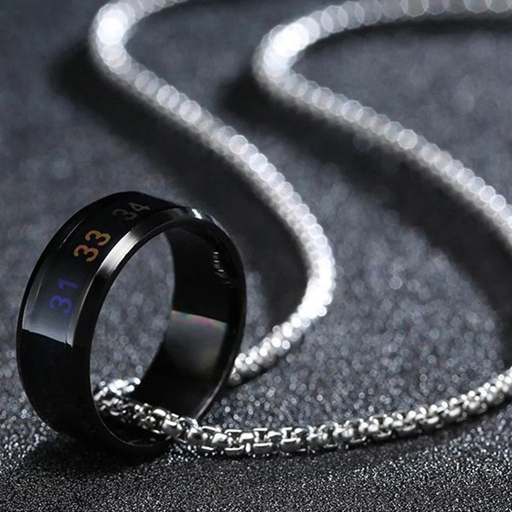 HULIANFU Smart Sensor Temperature Ring Modern Real-time Intelligent Temperature Test Finger Rings Thermometer Women Men Jewelry Gifts - Deanwangkt