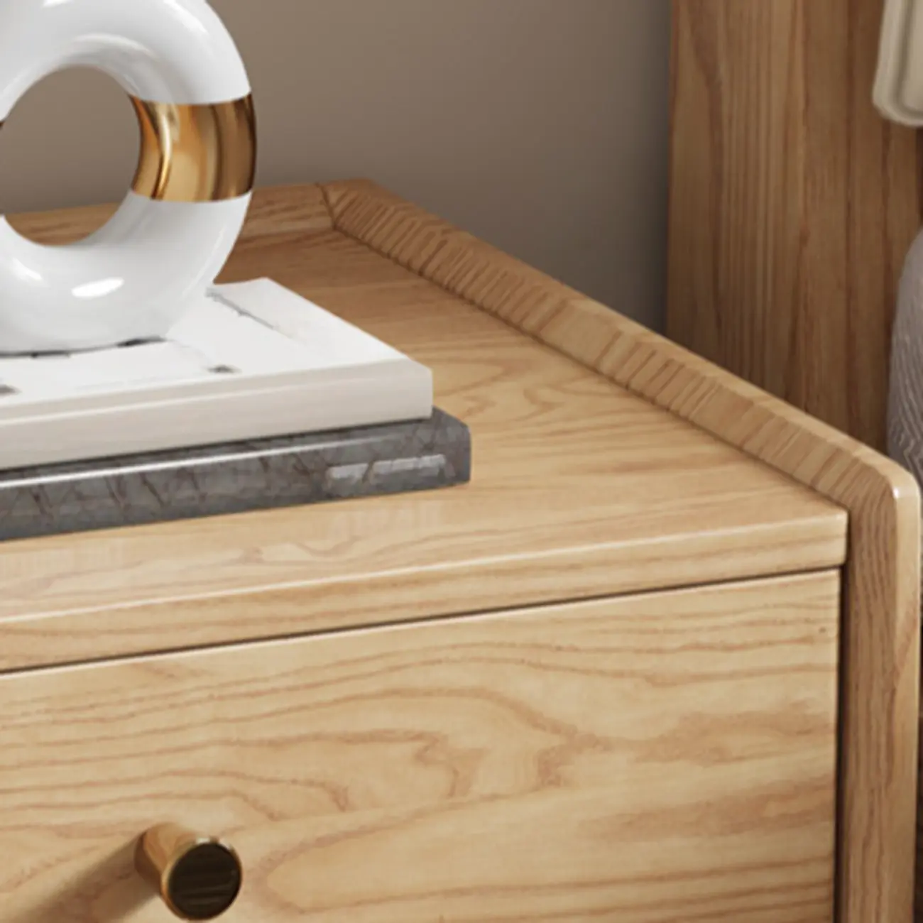 Scandinavian Brown Ash Wood 2-Drawer Nightstand