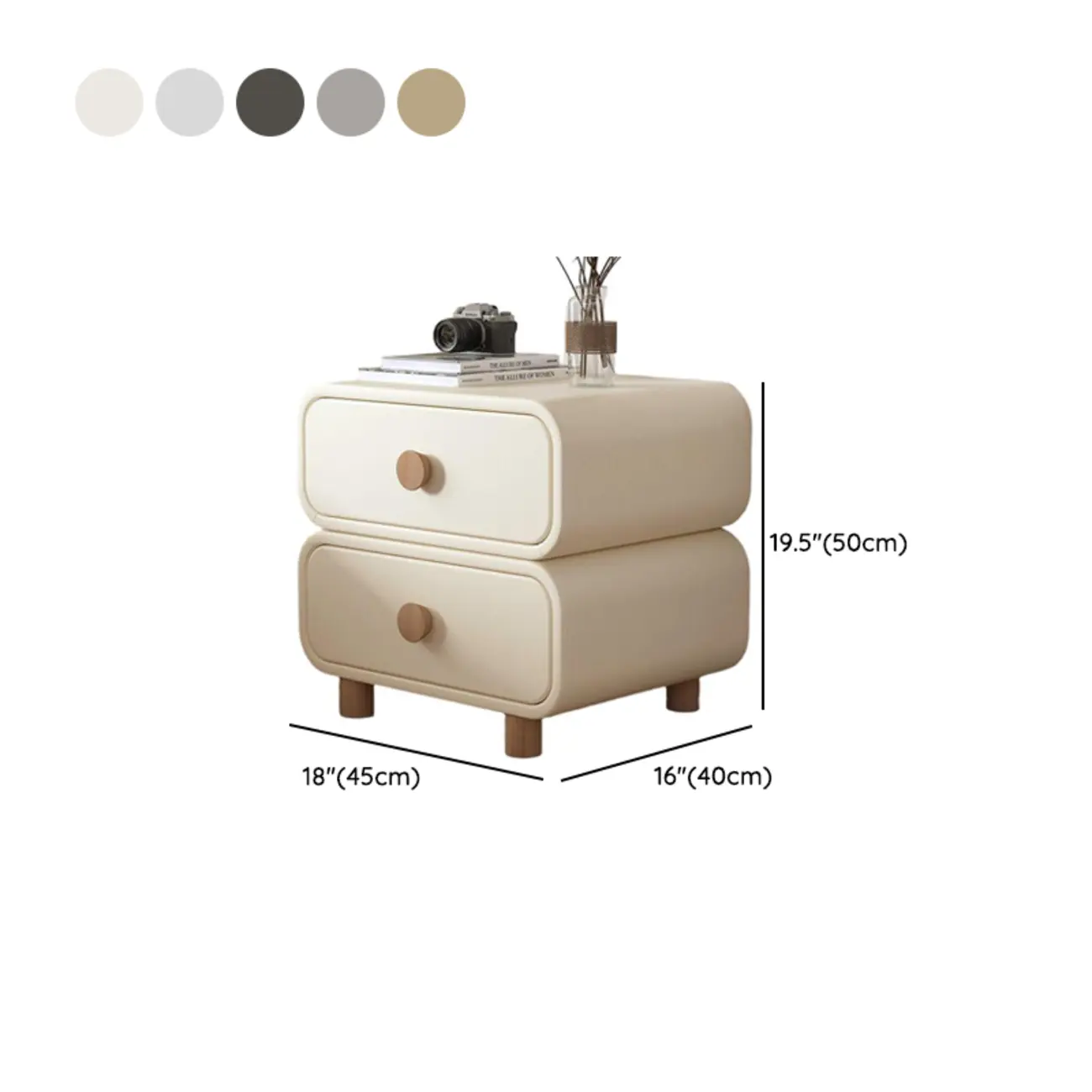 Pleather Scandinavian Nightstand With Faux Leather Finish