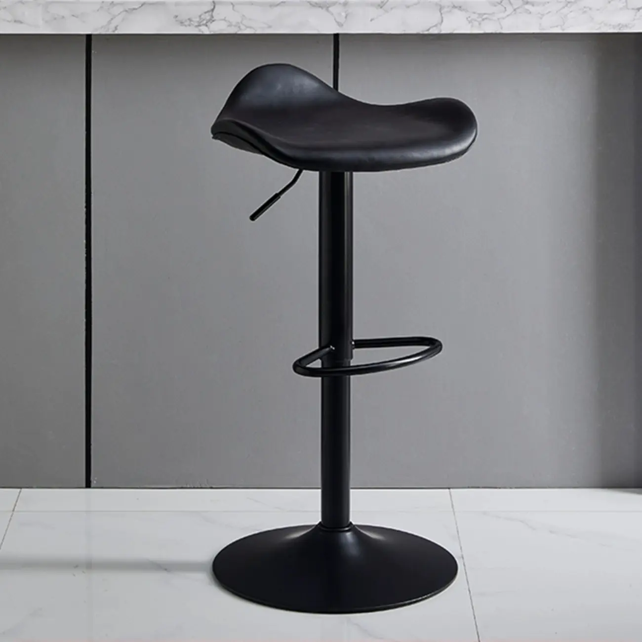 Saddle Black Pedestal Swivel Adjustable Bar Stool