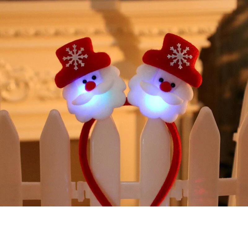 HULIANFU 2026  Christmas Headband LED Christmas Decorations Gift Hairpin Antlers Headband New Year Decorations Santa Headband Christmas Decor - Deanwangkt