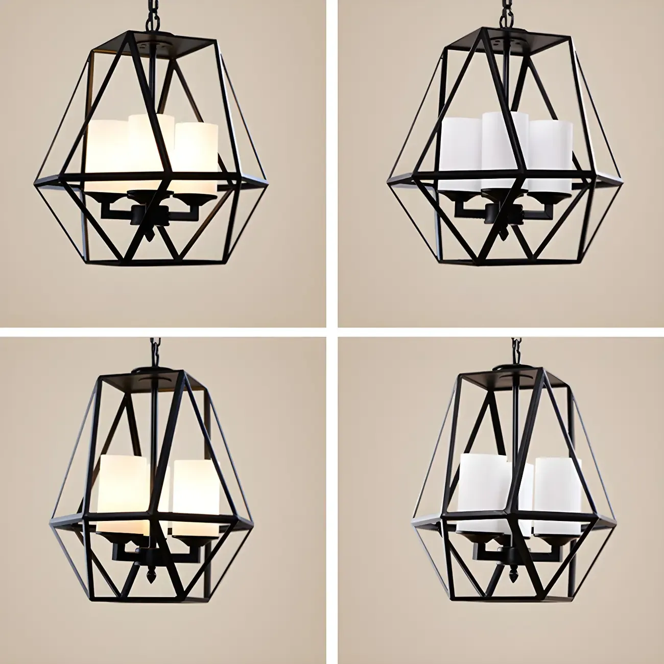 Black Geometric Iron Frame Modern Chandelier