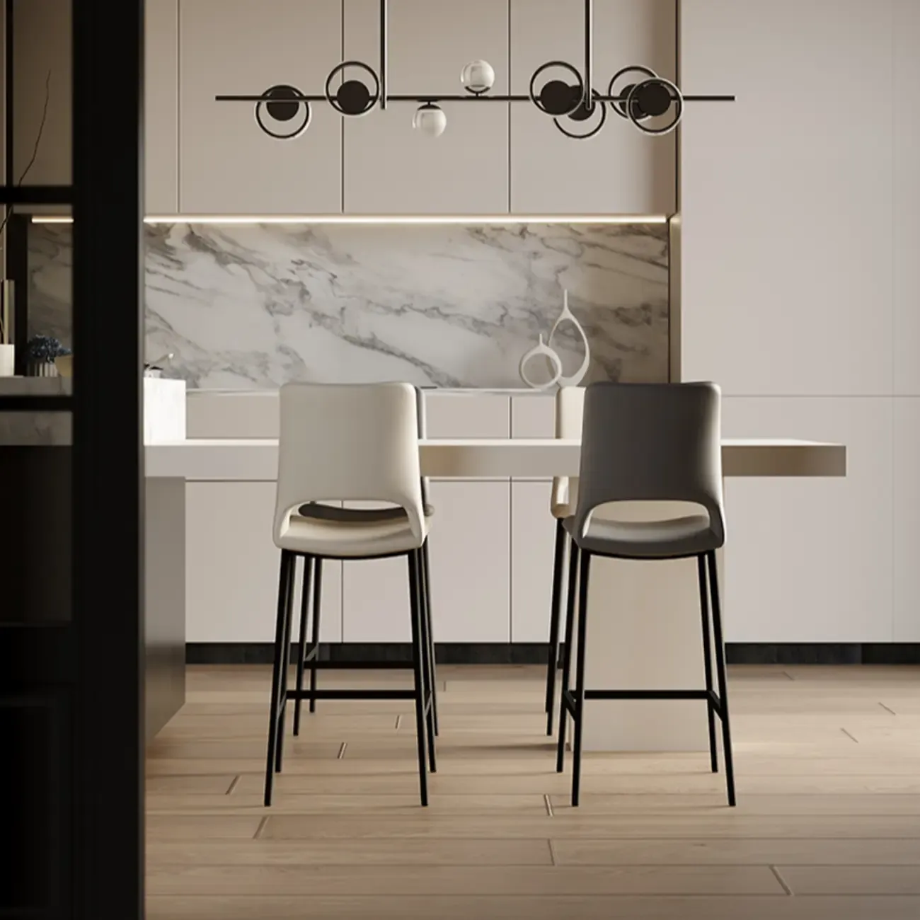 Saddle Faux Leather Counter Bar Stool High Back