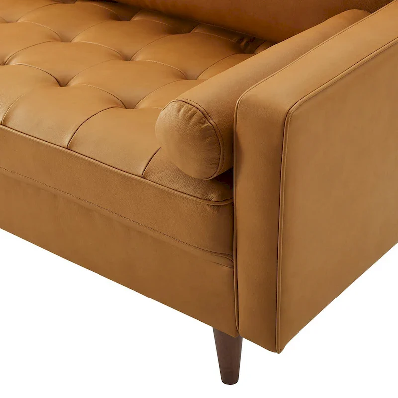 Turner Modern Tan Leather Upholstered Sofa