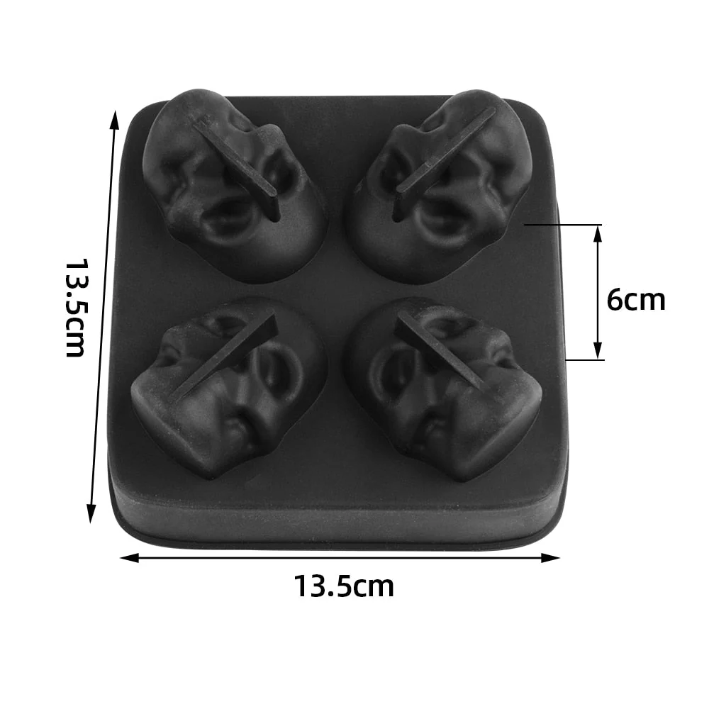 HULIANFU SILIKOLOVE Square Skull Ice Cube Maker Ice Ball Mold Silicone Ice Cube Trays for For Party Bar Summer Whisky Drinks - Deanwangkt