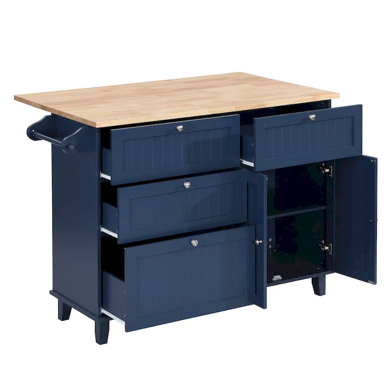 Kitchen Island Set with Drop Leaf and 2 Seatings