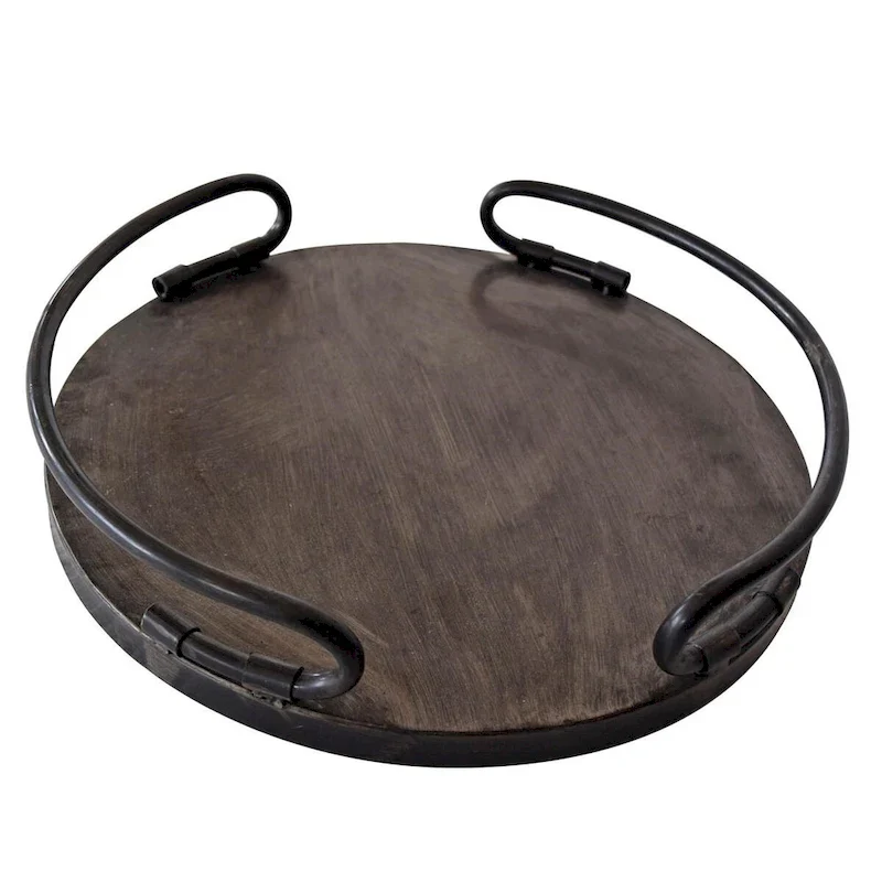 Foreside Home & Garden 14 x 14 inch Round Metal Decorative Tray - 14x14x3