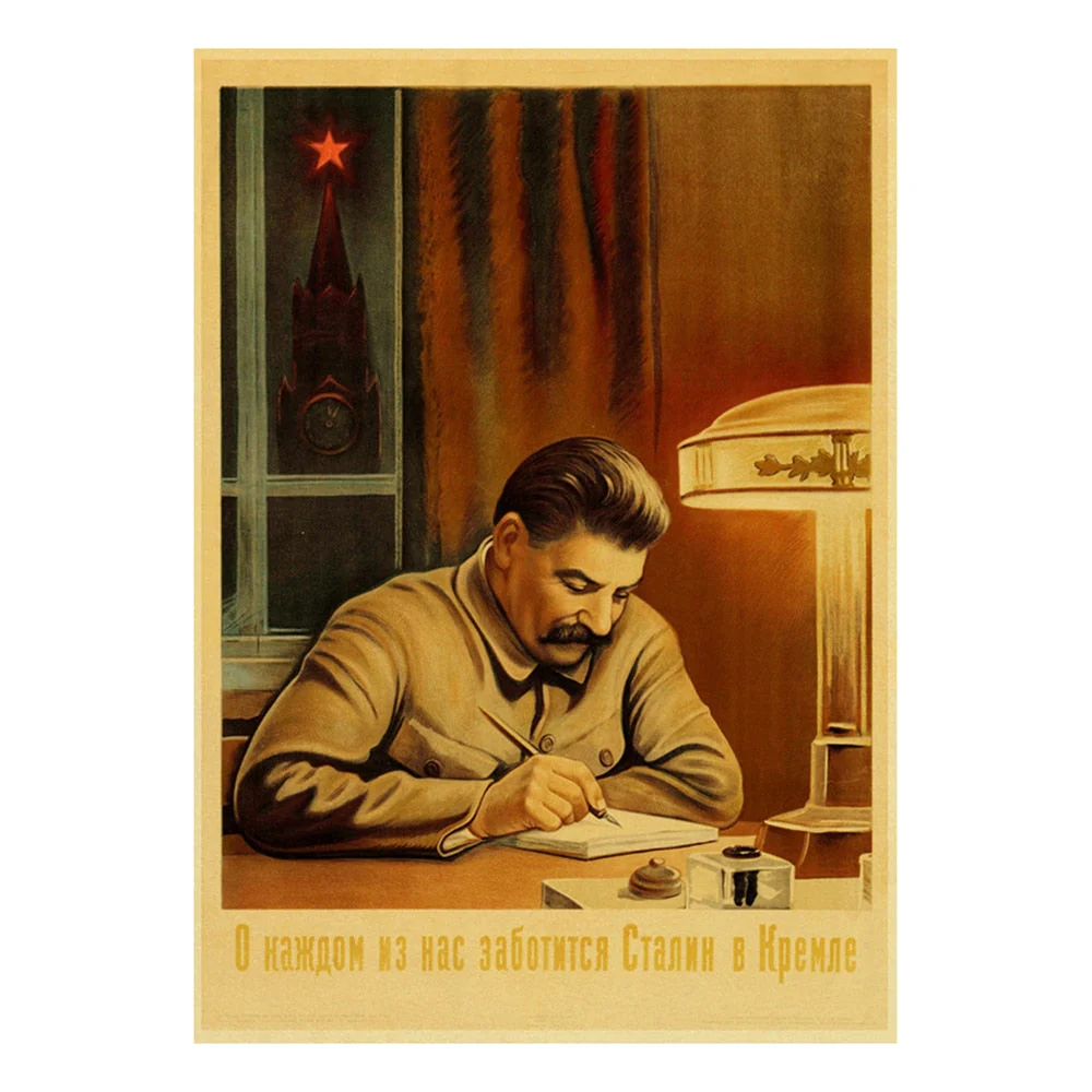 HULIANFU Soviet USSR CCCP Posters Celebrity Stalin Retro Kraft Paper Sticker Vintage Room Home Bar Cafe Decor Aesthetic Art Wall Painting - Deanwangkt