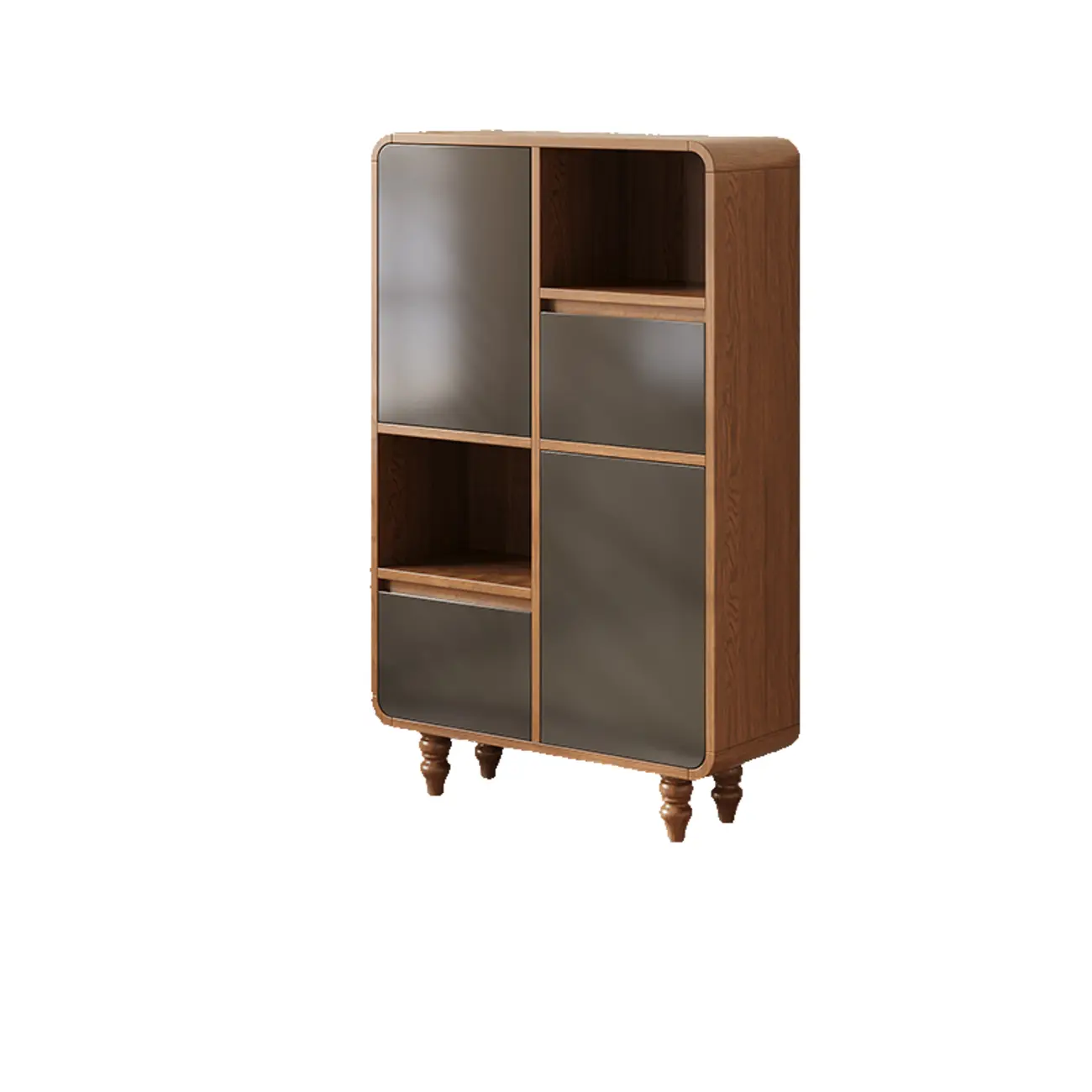 Mid-Century Modern Wooden Vertical Display Bookcase