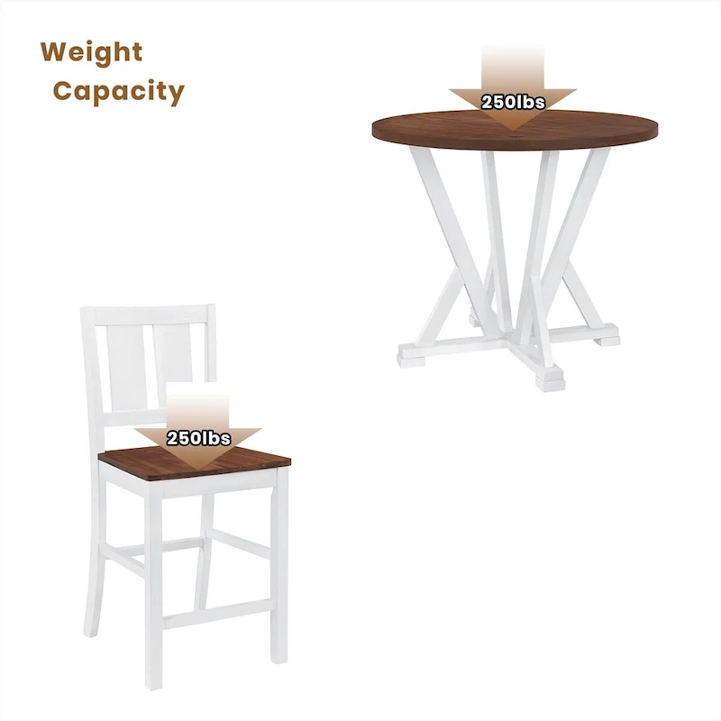 Rustic Farmhouse 5-Piece Counter Height Dining Table Set