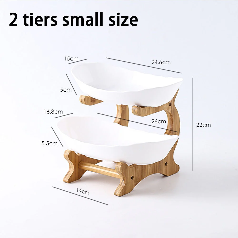 HULIANFU Table Plates For Serving Plates Dinnerware Wooden Partitioned Dish Snack Candy Cake Stand Bowl Food Fruit Plates Set Tableware - Deanwangkt