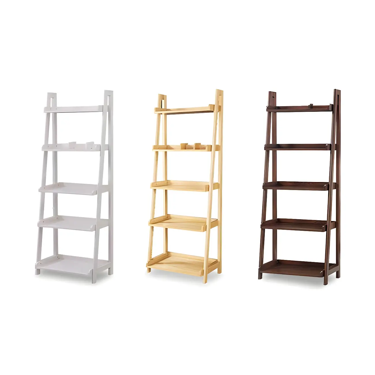 Narrow Wood Open Back Vertical Ladder Bookshelf